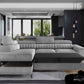Wunderschöne Wohnlandschaft Laurence mit wunderschönem L-Sofa in Grau mit Stauraum